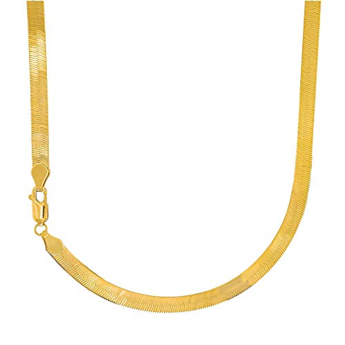JewelStop 14k Solid Yellow Gold 4mm Super Flexible Herringbone Necklace - 7 8 16 18 20 24